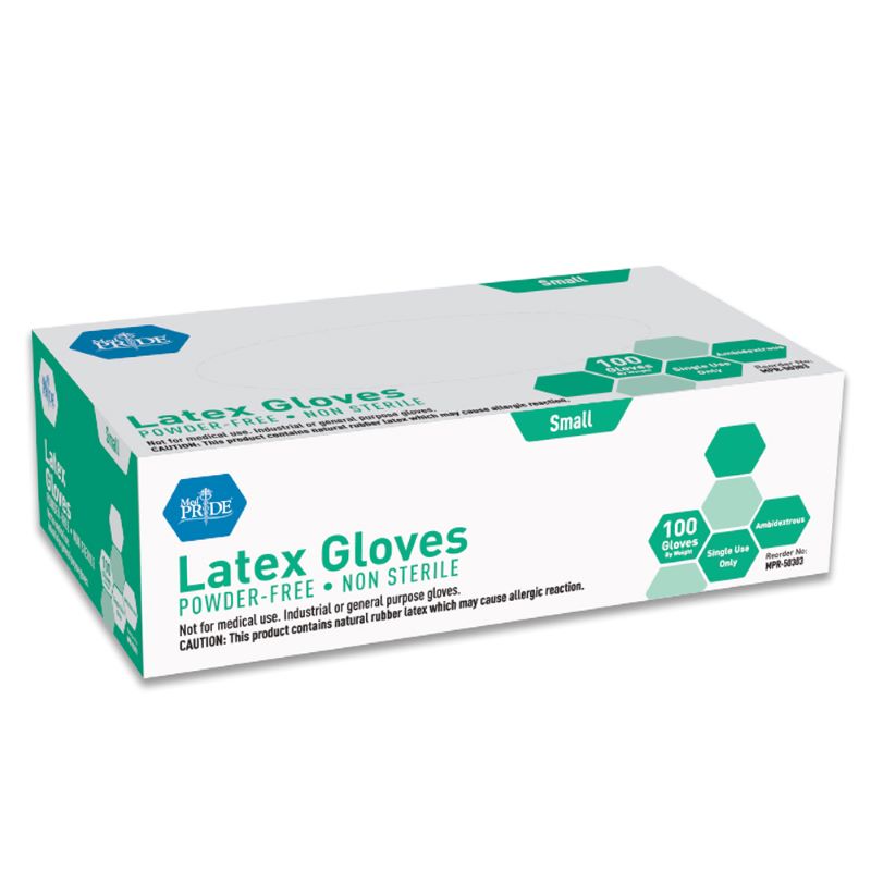 MedPride General Purpose Powder-Free Latex Gloves, Small Size, Case of 1,000