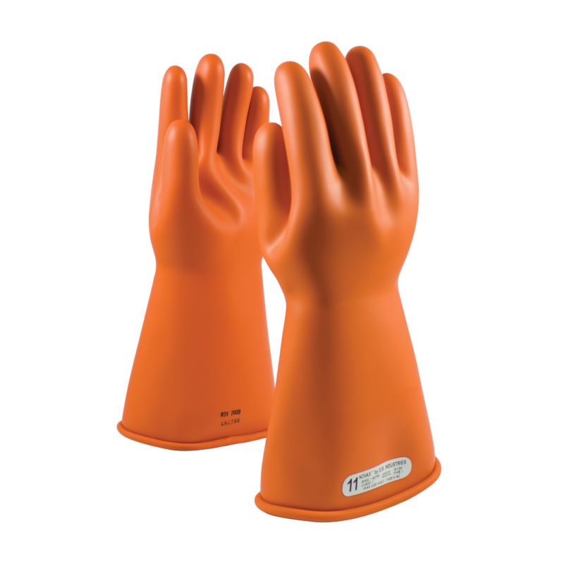 PIP NOVAX 147-1-14 Class 1 Rubber Insulating Glove with Straight Cuff - 14", Orange, 1 Pair