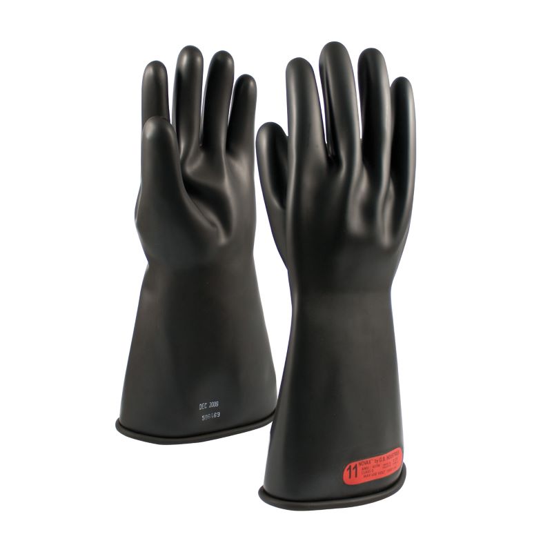 PIP NOVAX 150-0-14 Class 0 Rubber Insulating Glove with Straight Cuff - 14", Black, 1 Pair