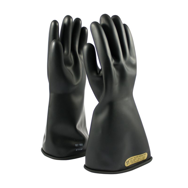 PIP NOVAX 150-00-14 Class 00 Rubber Insulating Glove with Straight Cuff - 14", Black, 1 Pair