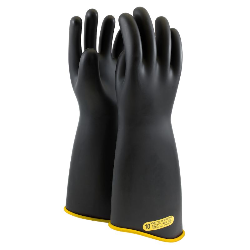 PIP NOVAX 151-2-18 Class 2 Rubber Insulating Glove Contour Cuff - 18", Black w/ Yellow Inner, 1 Pair