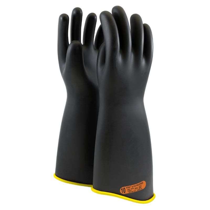 PIP NOVAX 151-4-18 Class 4 Rubber Insulating Glove Contour Cuff - 18", Black w/ Yellow Inner, 1 Pair