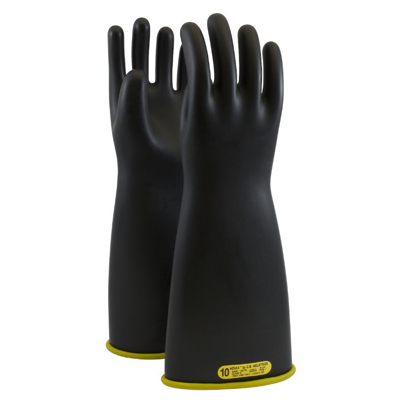 PIP NOVAX 152-2-18 Class 2 Rubber Insulating Glove Straight Cuff - 18", Black w/ Yellow Inner, 1 Pair