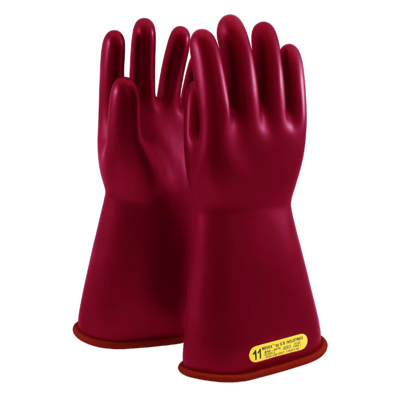 PIP NOVAX 153-2-14 Class 2 Rubber Insulating Glove with Straight Cuff - 14", Red, 1 Pair