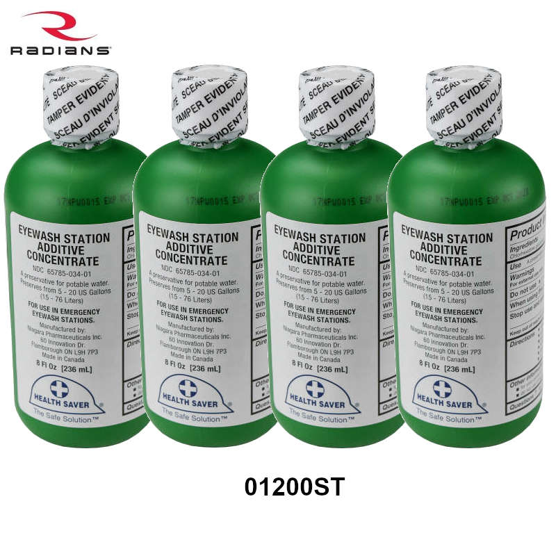 Radians 01200ST Eyewash Additive, Case of Four 8oz Bottles