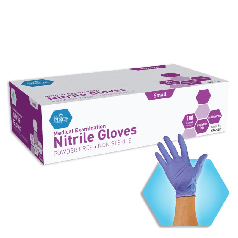 MedPride Powder-Free Medical Grade Blue Nitrile Glove, Medium Size, Case of 1000