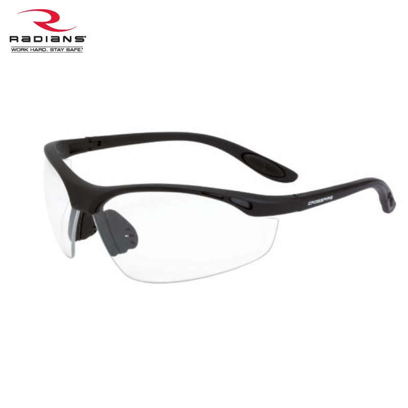 Radians 124 Crossfire Performance Talon Safety Glasses - Clear Lens, Black Frame