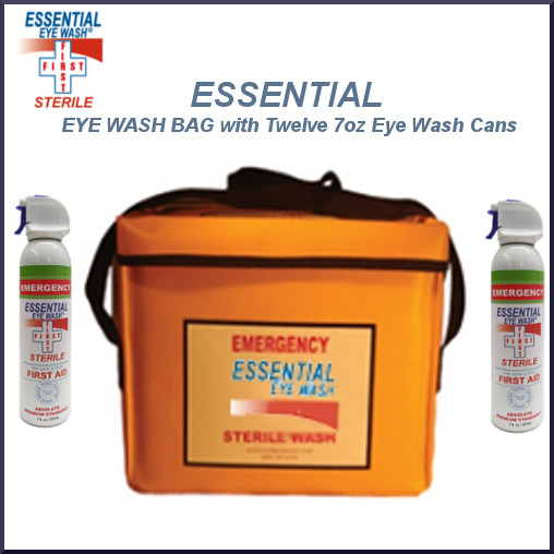 Essential Eyewash Carry Bag with Twelve 7 Ounce Eyewash Cans with Trigger, 2098