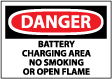 Danger - Battery Charging Area No Smoking Or Open Flame Sign