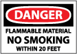 Danger - Flammable Material No Smoking Within 20 Feet Sign