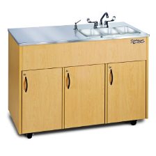 Silver Advantage 3 Triple Stainless Steel Basin w/ Stainless Steel Top, Maple Color
